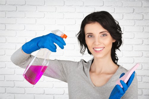 Local cleaning team working in a retail or studio space in W1W