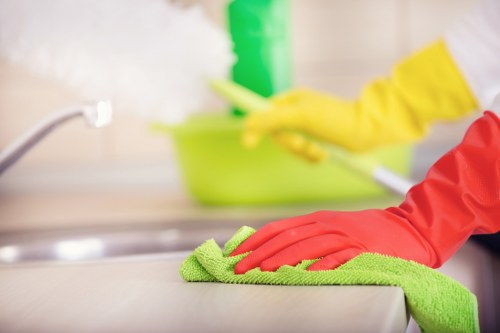 Cleaning moss and grime from stone paving in W1W