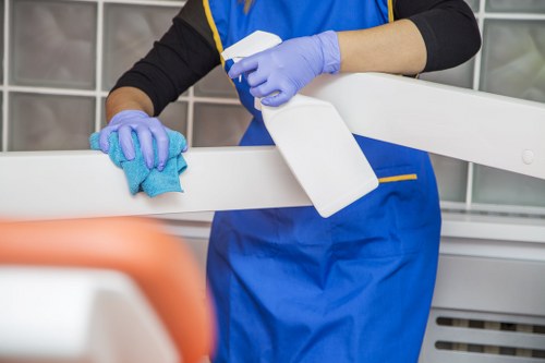 Commercial cleaning team working in a central London office building